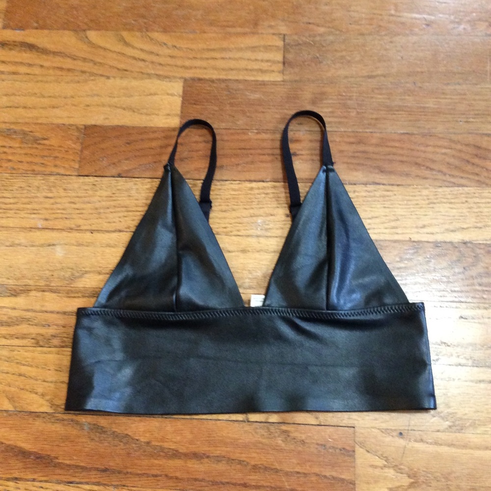 Faux Leather Bra Crop Top